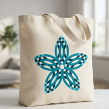 Flor de Estrella Geométrica Azul Verde Moderno Per