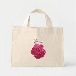 Bolso De Tela Diminuto Flor de peonía rosa vibrante personalizada
