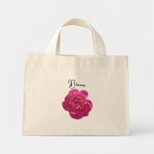 Bolso De Tela Diminuto Flor de peonía rosa vibrante personalizada