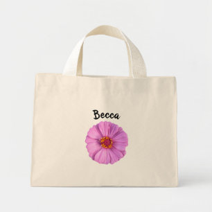 Bolso De Tela Diminuto Flor de Zinnia Rosa Elegante Personalizada