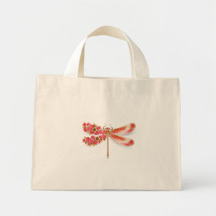 Bolso De Tela Diminuto Flor libélula con sakura de joyas