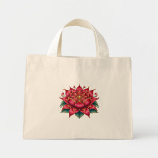 Bolso De Tela Diminuto Flor roja tailandesa, arte tailandés, diseño taila