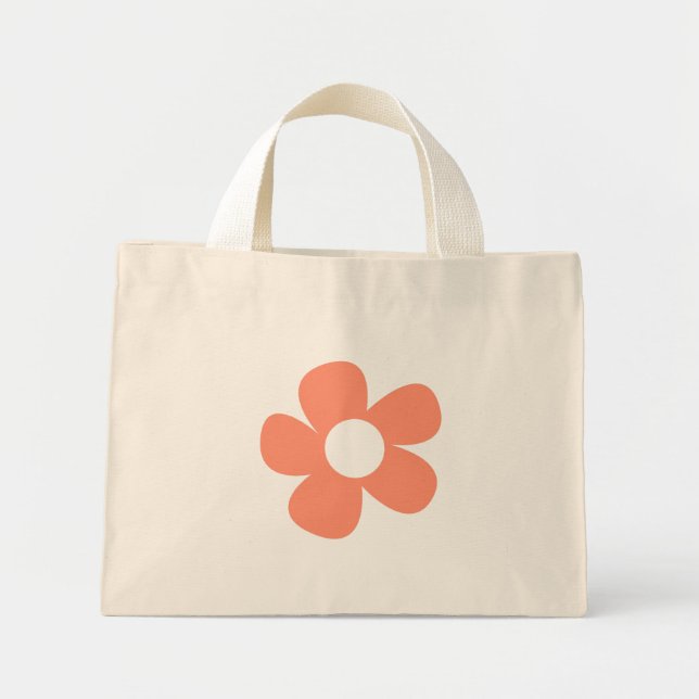 Bolso De Tela Diminuto Flor rosa roja y perpendicular Y2k (Frente)