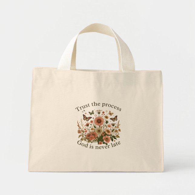 Bolso De Tela Diminuto Floral design with butterflies – Christian quote “ (Frente)