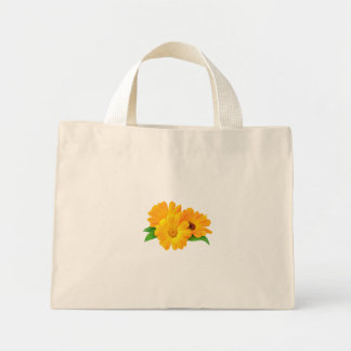 Bolso De Tela Diminuto Flores de Calendula Arregladas