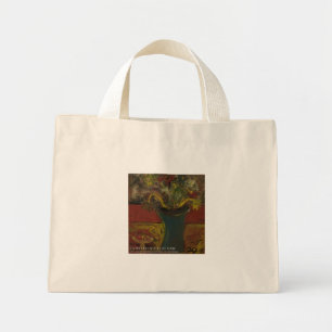 Bolso De Tela Diminuto flores en jarrón azul