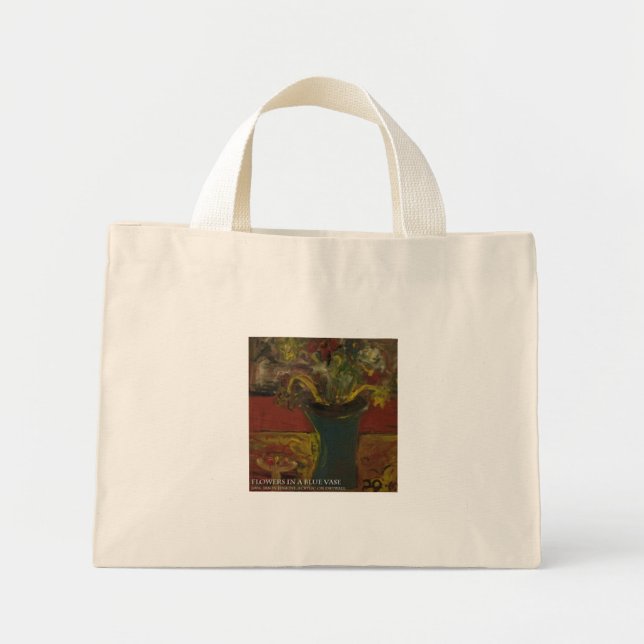 Bolso De Tela Diminuto flores en jarrón azul (Frente)