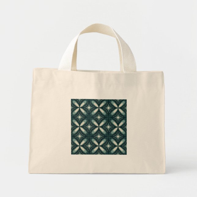 Bolso De Tela Diminuto formas verdes retro (Frente)