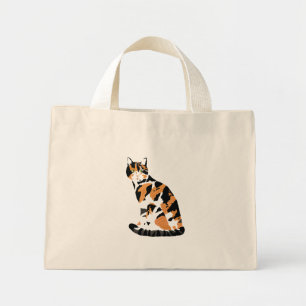 Bolso De Tela Diminuto Gato de Calico sentado
