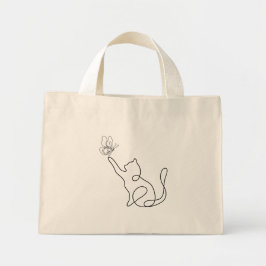 Bolso De Tela Diminuto Gato pequeño divertido y lindo juega con una marip