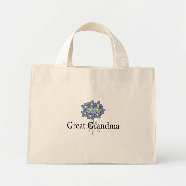 Bolso De Tela Diminuto Gran camiseta de la abuela azul Bonito (Frente)