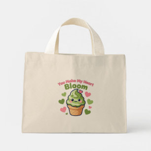 Bolso De Tela Diminuto Haces que mi corazón florezca Cute Kawaii Matcha 