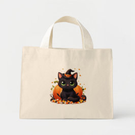 Bolso De Tela Diminuto Halloween del gato negro