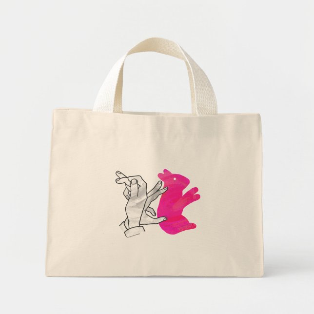 Bolso De Tela Diminuto Hand Silhouette Rabbit Pink (Frente)