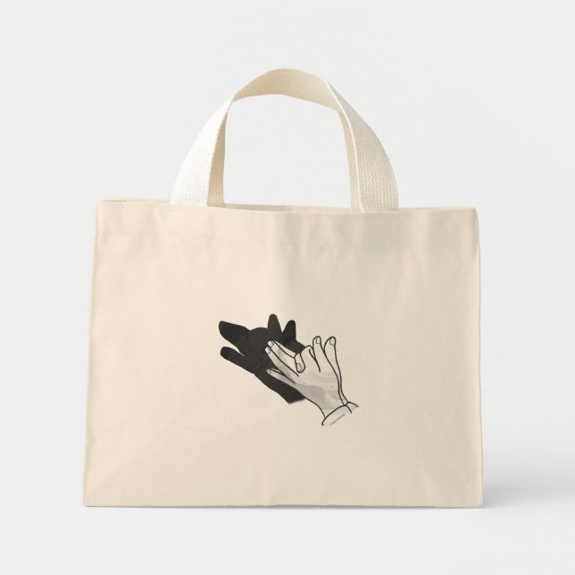 Bolso De Tela Diminuto Hand Silhouette Wolf (Frente)