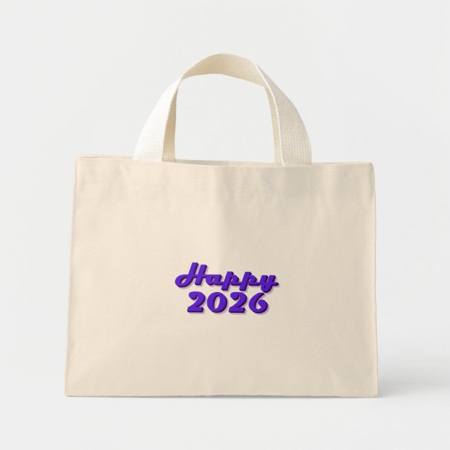 Bolso De Tela Diminuto Happy 2026 (Frente)