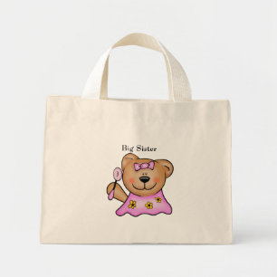 Bolso De Tela Diminuto Hermana grande dulce Teddy Oso en rosa