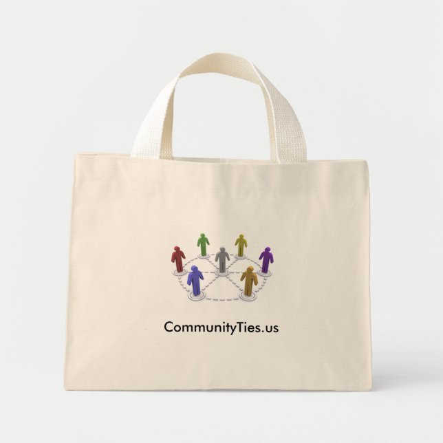 Bolso De Tela Diminuto High Res commties_logo, CommunityTies.us (Frente)