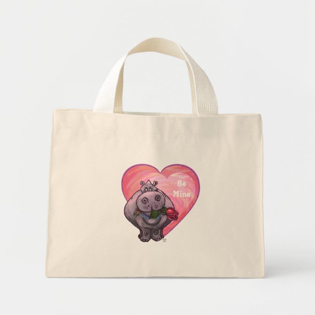 Bolso De Tela Diminuto Hippopótamo El día de San Valentín (Frente)