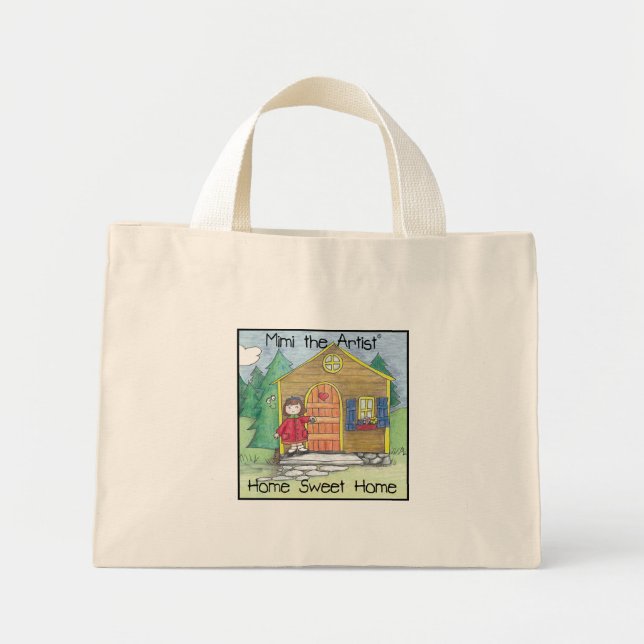 Bolso De Tela Diminuto Hogar dulce hogar con Mimi el artista! (Frente)