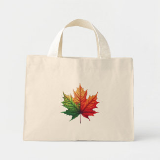 Bolso De Tela Diminuto Hoja de arce tricolor