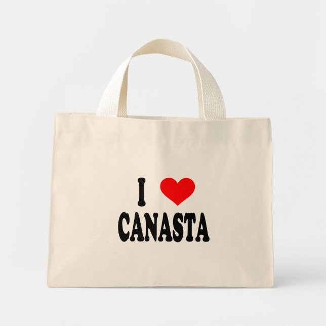 Bolso De Tela Diminuto "I Love Canasta" Tote Bag (Frente)