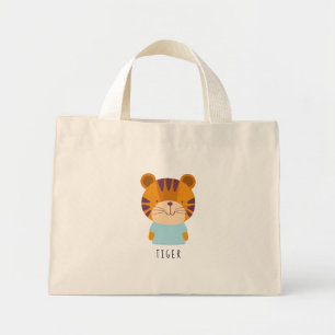 Bolso De Tela Diminuto Ilustracion del tigre mate - Nombre del Personaliz