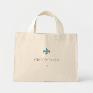 Bolso De Tela Diminuto Inicial del Flor Azul Francés de Lis Groomsman
