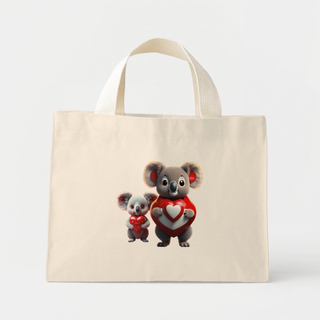 Bolso De Tela Diminuto Koala Cuddle: Pequeño Tote" (Frente)