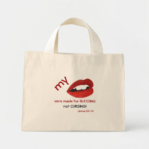 Bolso De Tela Diminuto Labios hechos para bendecir, no insultar