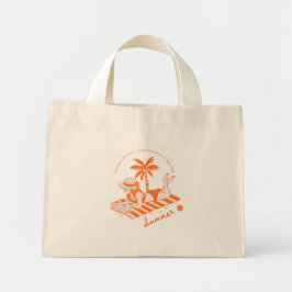 Bolso De Tela Diminuto Lectura De Verano De Playa Azul Rojo Ilustrado