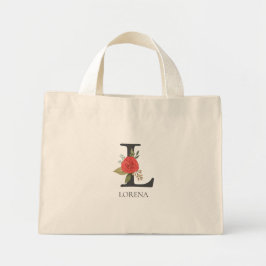 Bolso De Tela Diminuto Letra L de monograma personalizable floral moderna