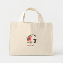 Bolso De Tela Diminuto Letra monogramada G de Personalizable floral moder