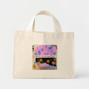 Bolso De Tela Diminuto Light Begins Gem Tote – Brillo Rosa y Dorado