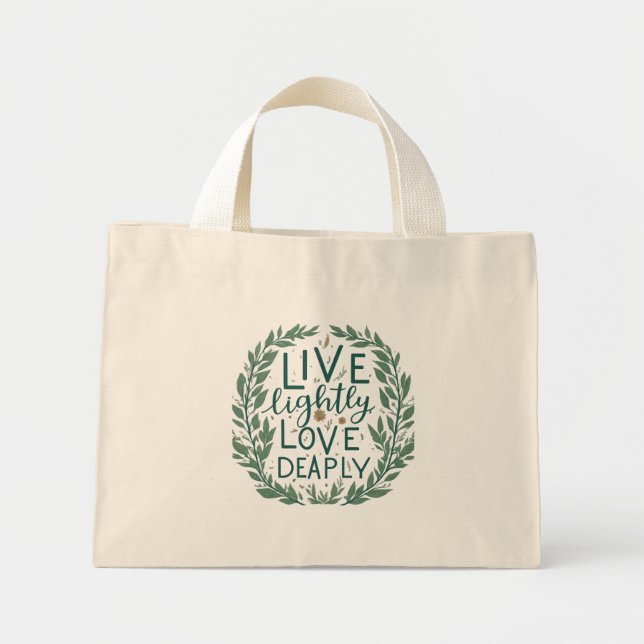 Bolso De Tela Diminuto Live Lightly, Love Profundamente Tiny Bag (Frente)