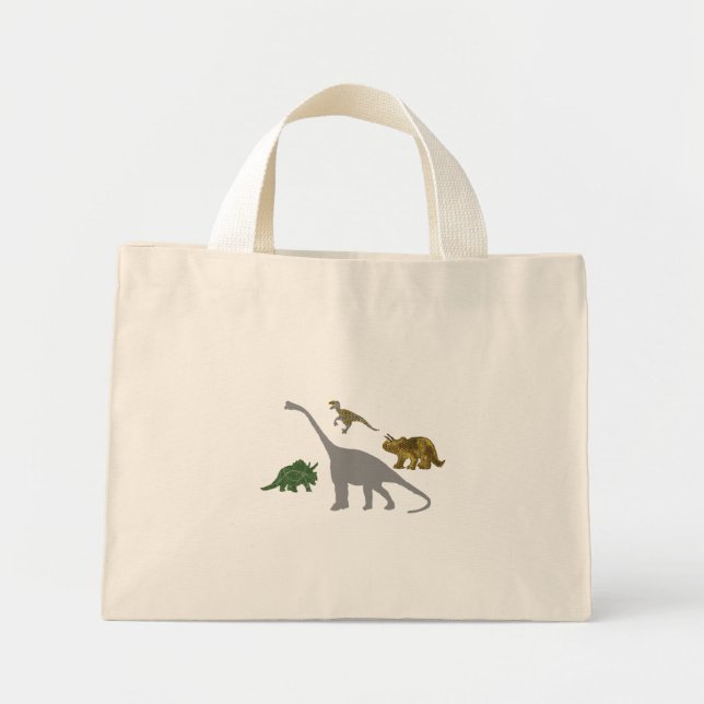 Bolso De Tela Diminuto Los 4 Dinos (Frente)