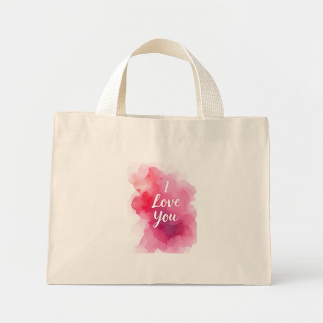Bolso De Tela Diminuto Love Tote Bag en acuarela (Frente)