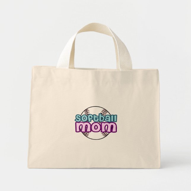 Bolso De Tela Diminuto Mamá de Softbol (Frente)
