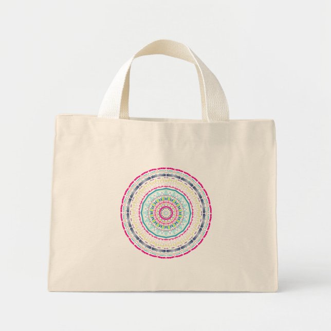 Bolso De Tela Diminuto mandala colorida (Frente)