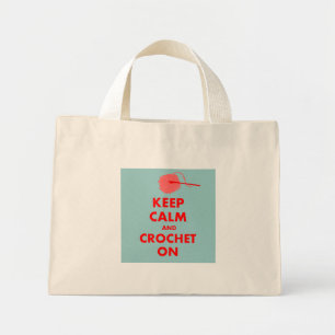 Bolso De Tela Diminuto Mantener la calma y el crochet en los regalos