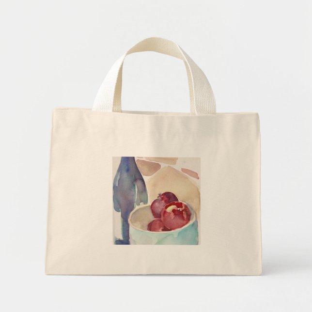 Bolso De Tela Diminuto Manzanas y Wine_ (Frente)