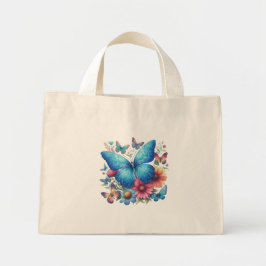 Bolso De Tela Diminuto Mariposa azul elegante