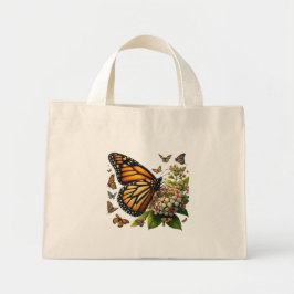 Bolso De Tela Diminuto Mariposas monarcas Salvando Petales de flores