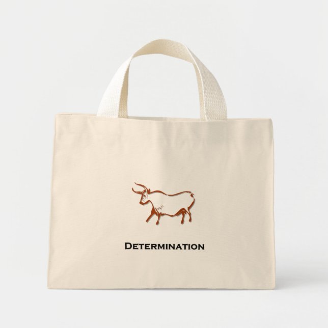 Bolso De Tela Diminuto Marrón de determinación de toros (Frente)