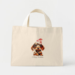 Bolso De Tela Diminuto Mascota de Navidades educados Dachshund Puppy
