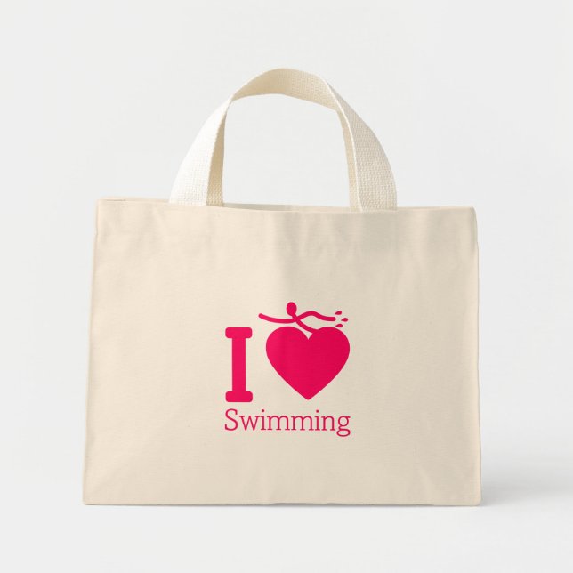 Bolso De Tela Diminuto Me encanta nadar (Frente)