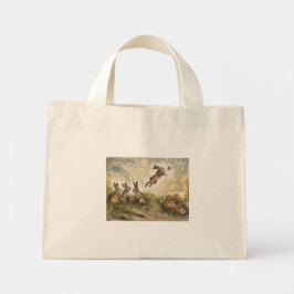 Bolso De Tela Diminuto Meadow Matchup Playful Hares in a Meadow 