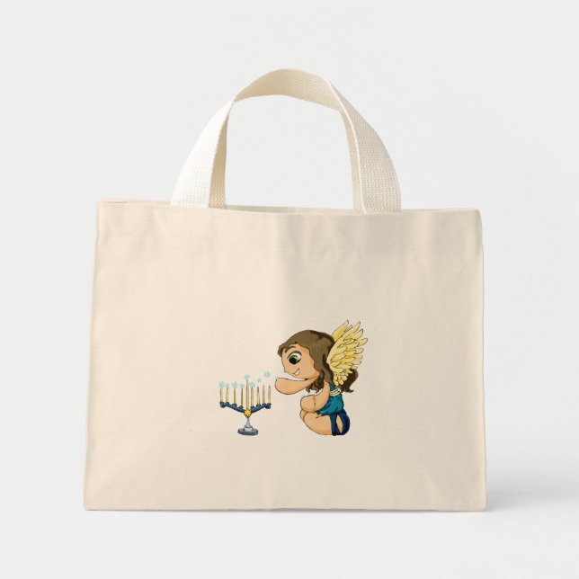 Bolso De Tela Diminuto Menorah Angel (Frente)