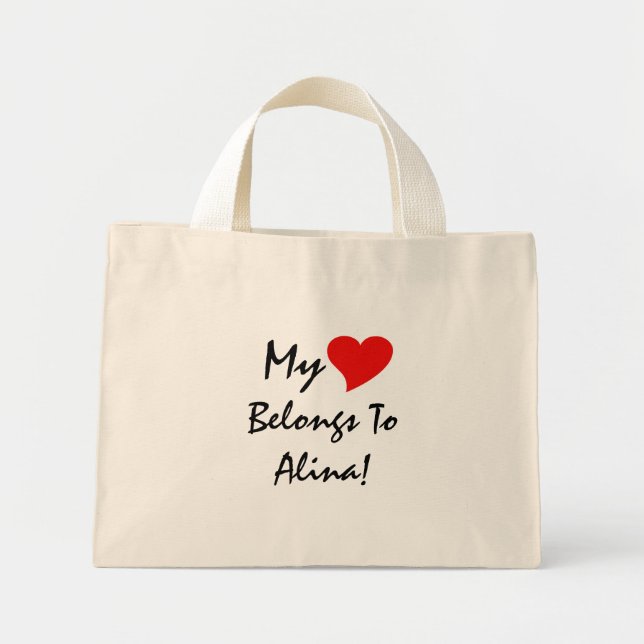 Bolso De Tela Diminuto Mi Corazón Pertenece A Alina IV (Frente)
