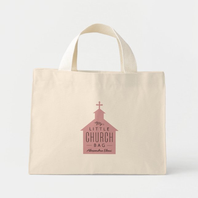 Bolso De Tela Diminuto Mi pequeña mochila de la iglesia tote pequeño de u (Frente)